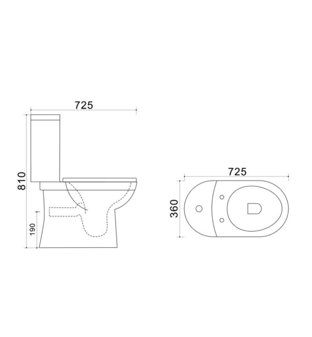 Унитаз компакт AZ-2015-P с сиденьем полипропилен микролифт P-trap 72,5*36*81 мм